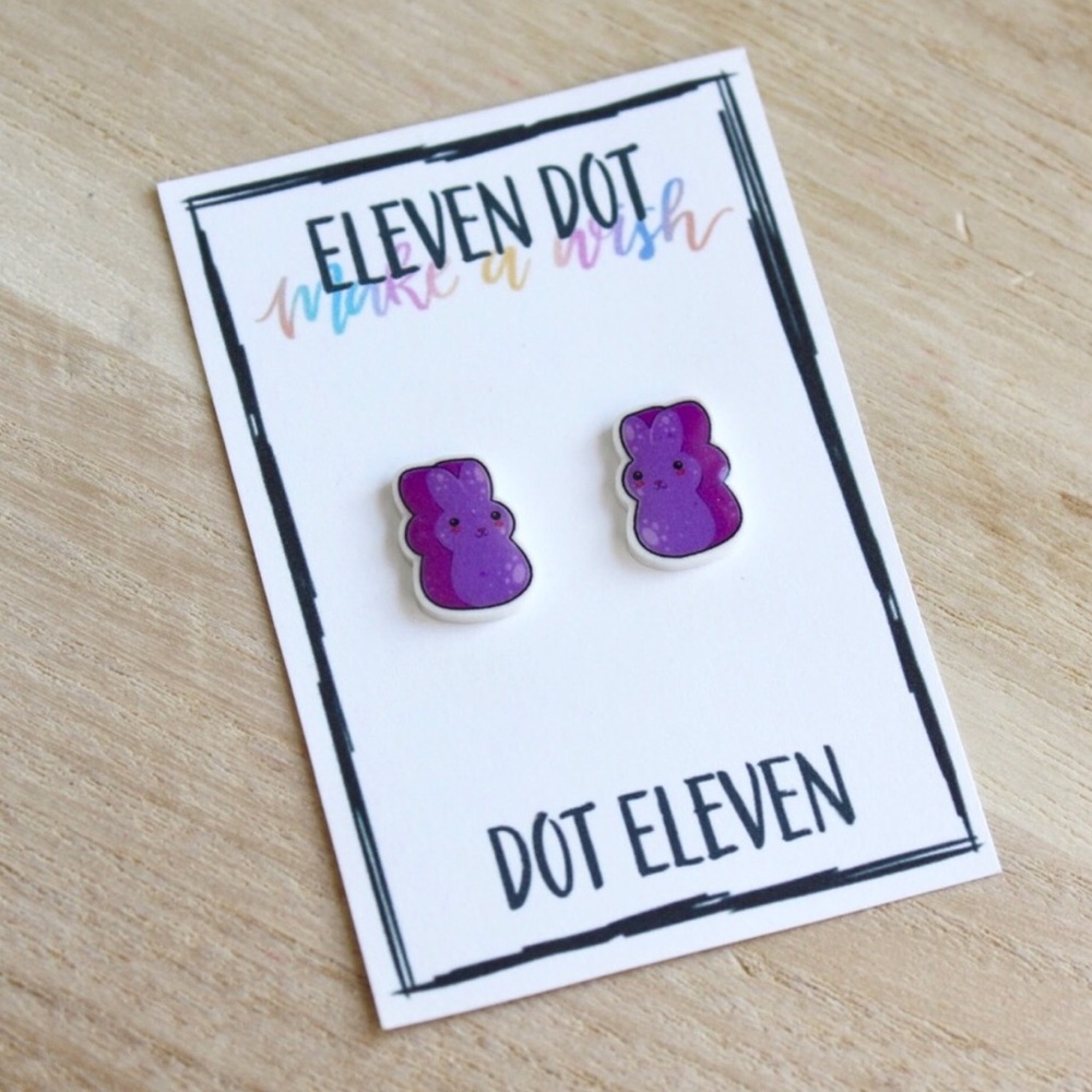 Purple Bunny Rabbit Peep Candy Easter Stud Earring